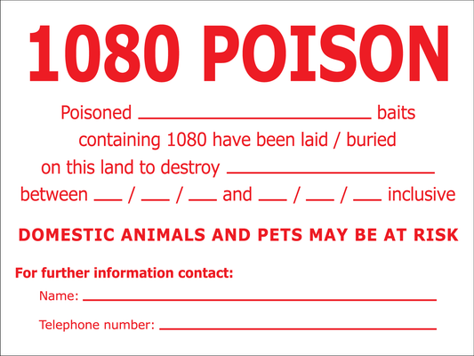1080 Poison Chart Sign