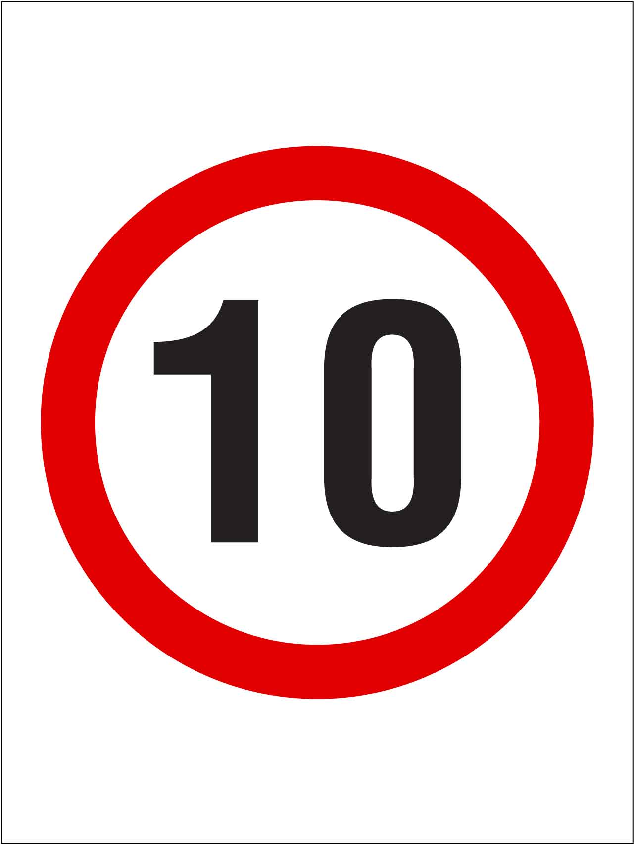10km Speed Sign - New Signs