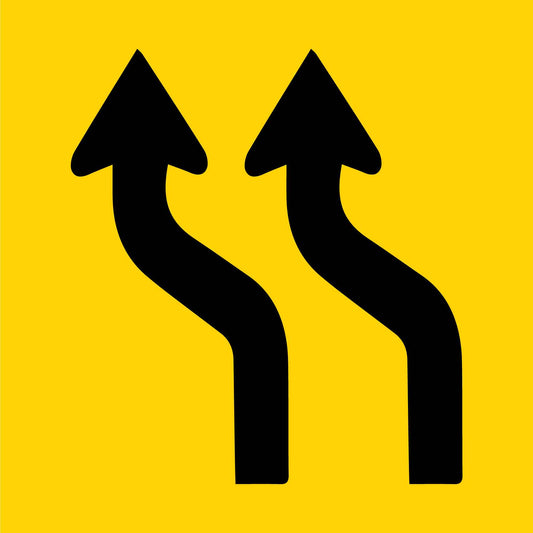 2 Curved Arrows Multi Message Traffic Sign - New Signs