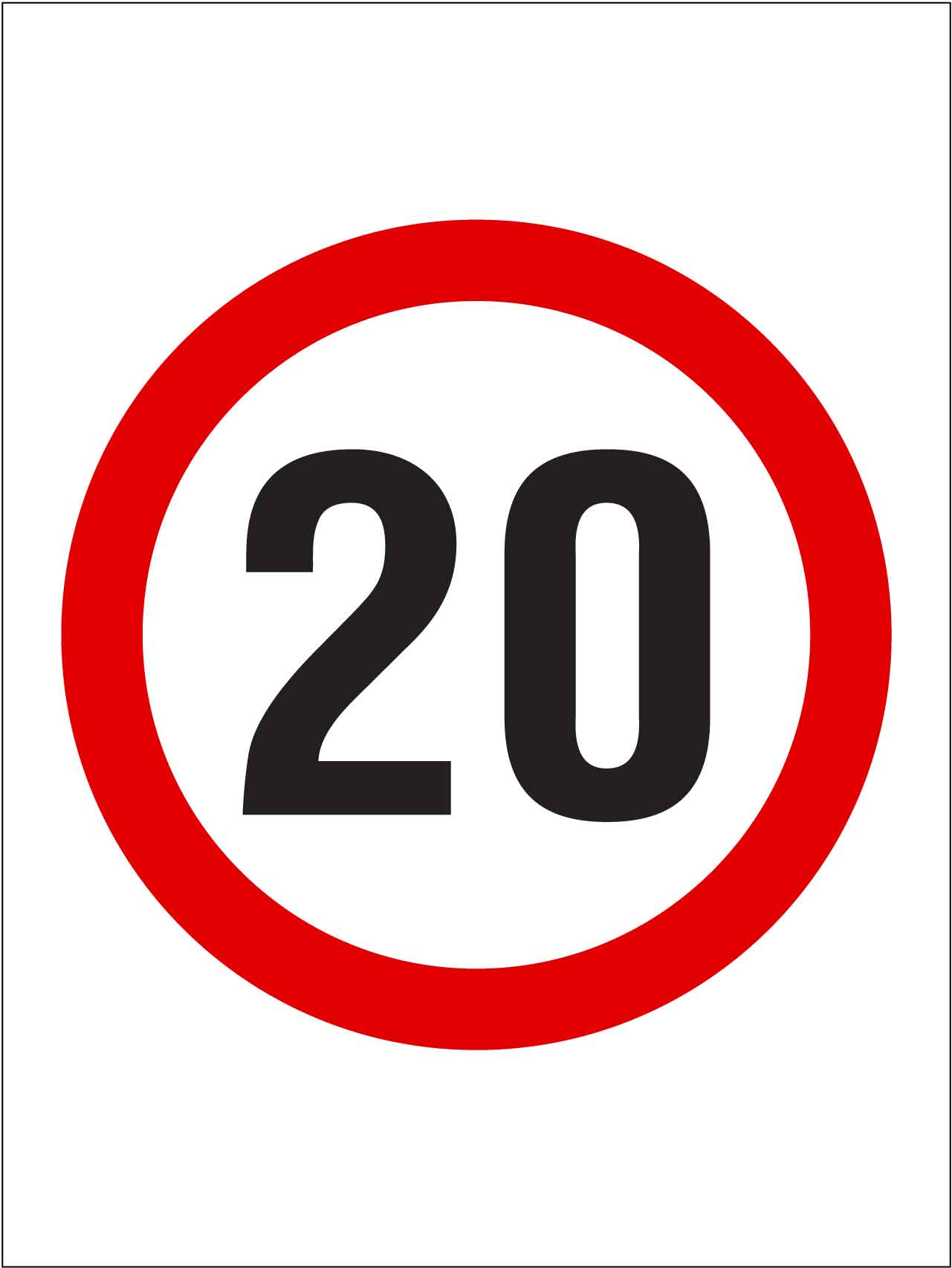 20km Speed Sign - New Signs