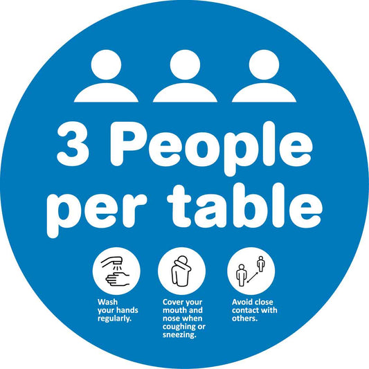 3 People Per Table Decal