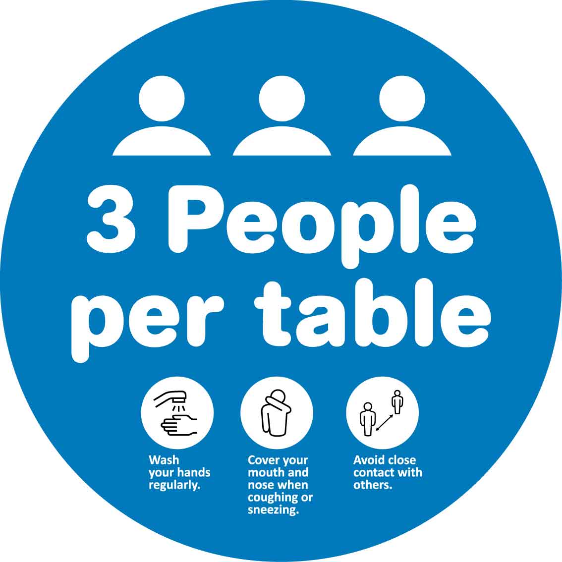3 People Per Table Decal - New Signs