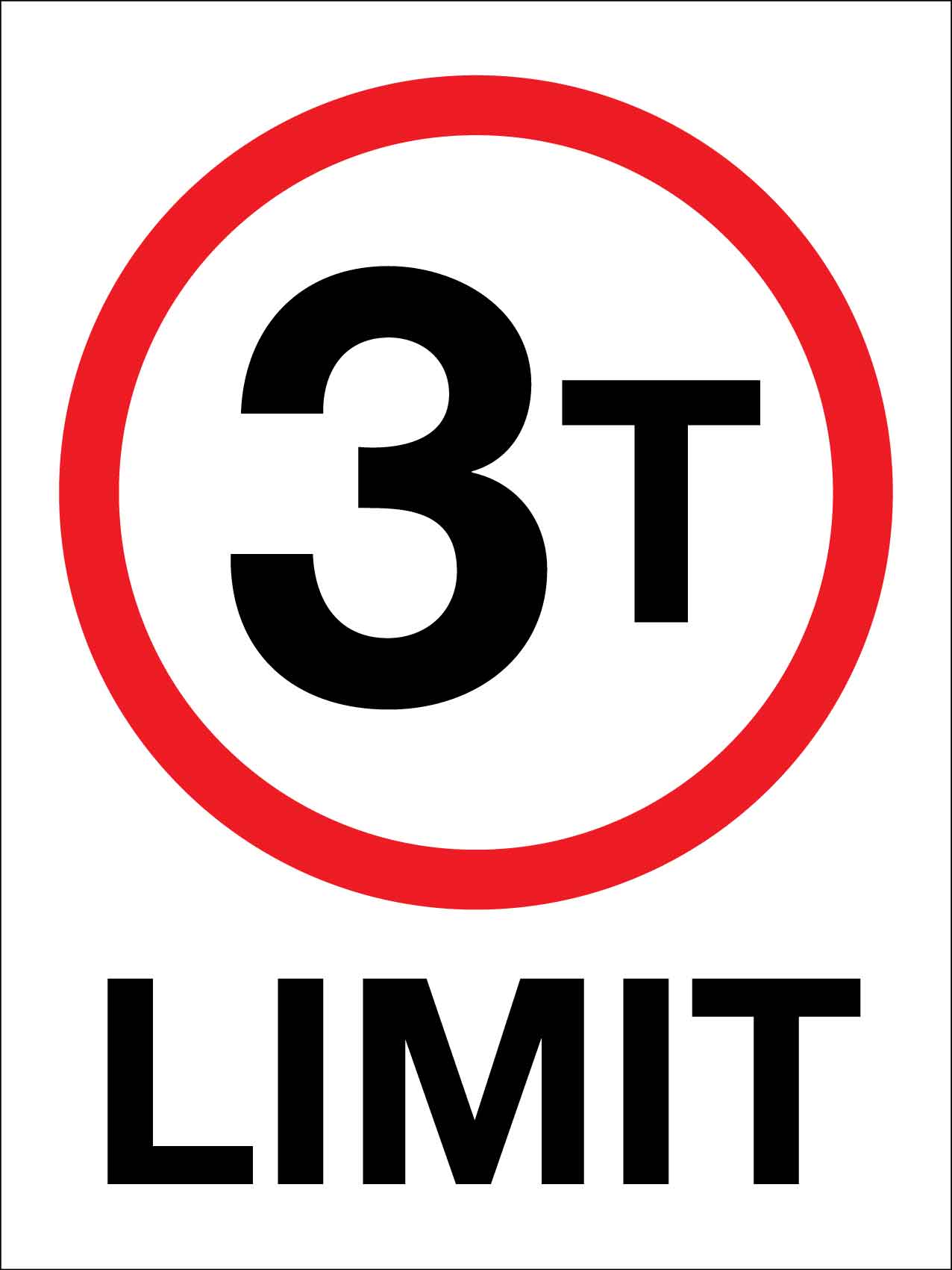 3 Tonne Limit Sign - New Signs