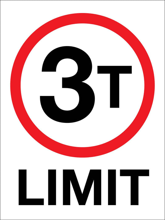 3 Tonne Limit Sign - New Signs