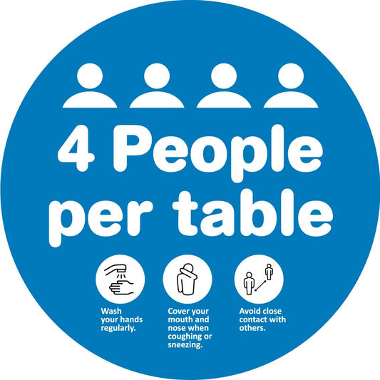 4 People Per Table Decal
