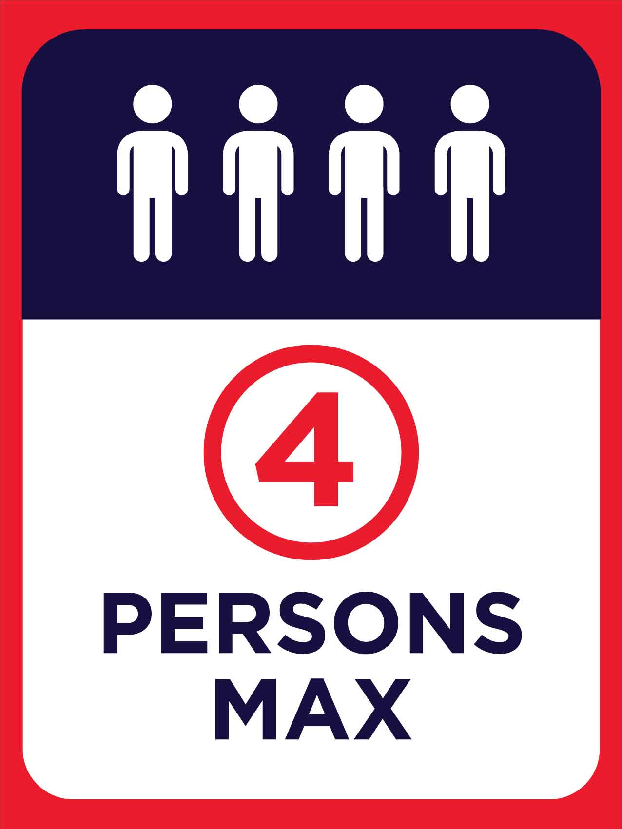 4 Persons Max Sign - New Signs