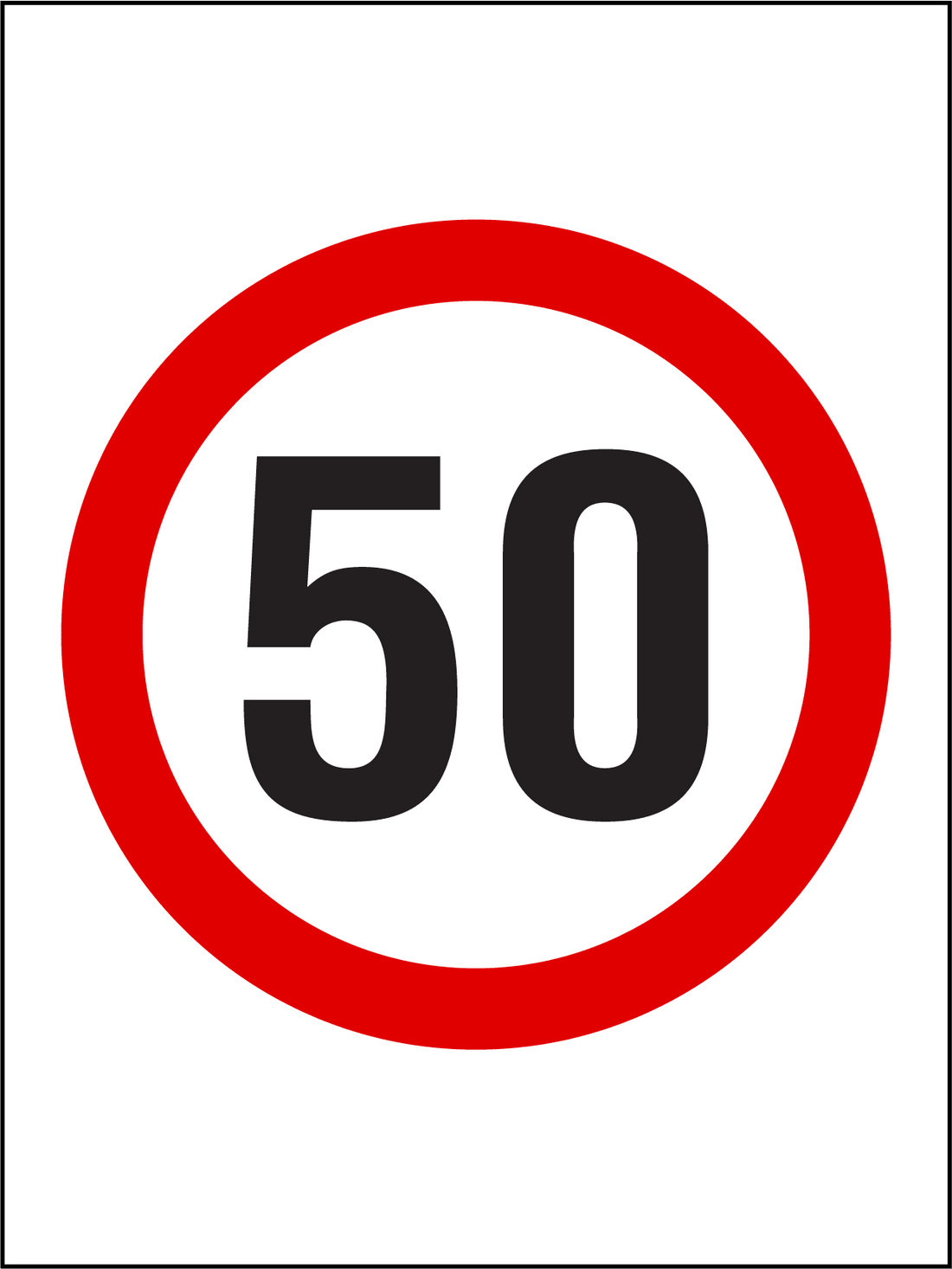 50km Speed Sign – New Signs