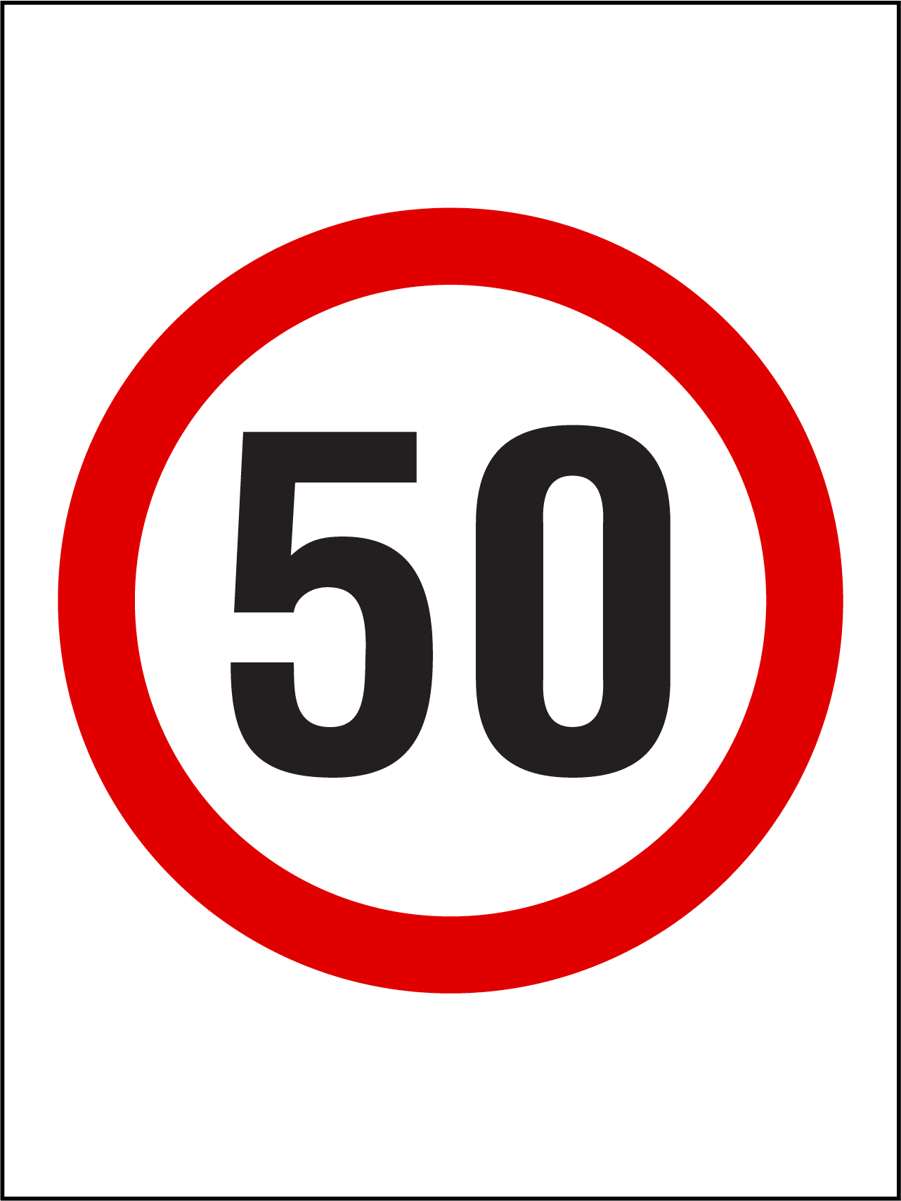 50km Speed Sign - New Signs