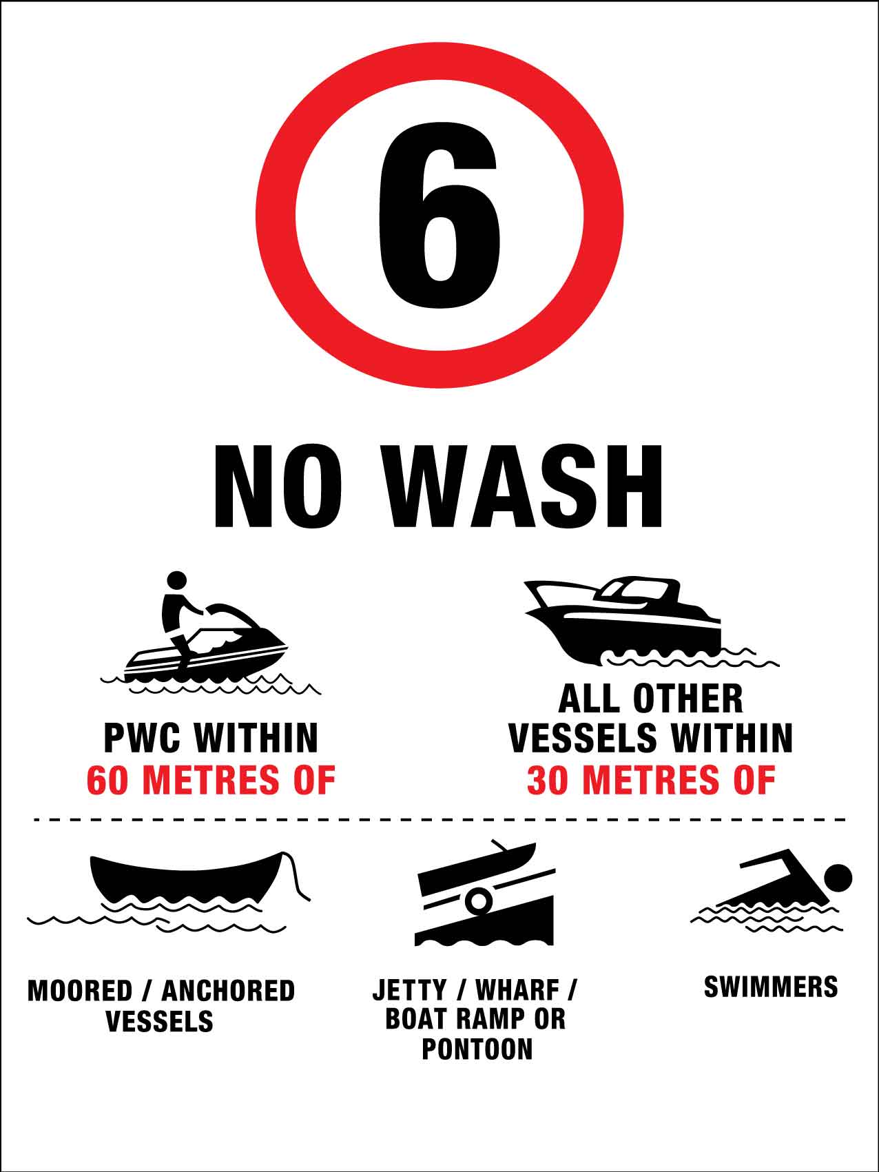 6 Knot No Wash Sign - New Signs