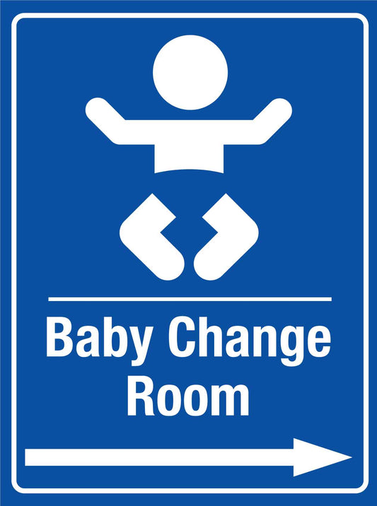 Baby Change Room Blue (Arrow Right) Sign