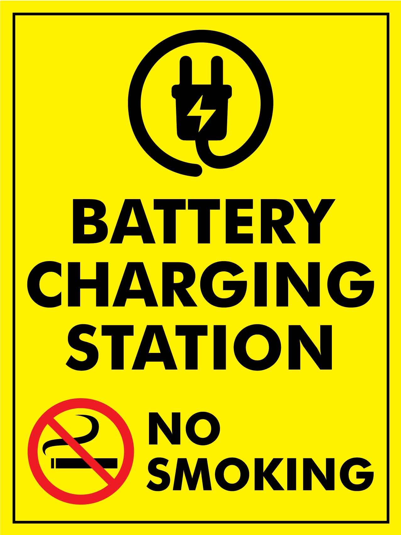 Battery Charging Station No Smoking Sign