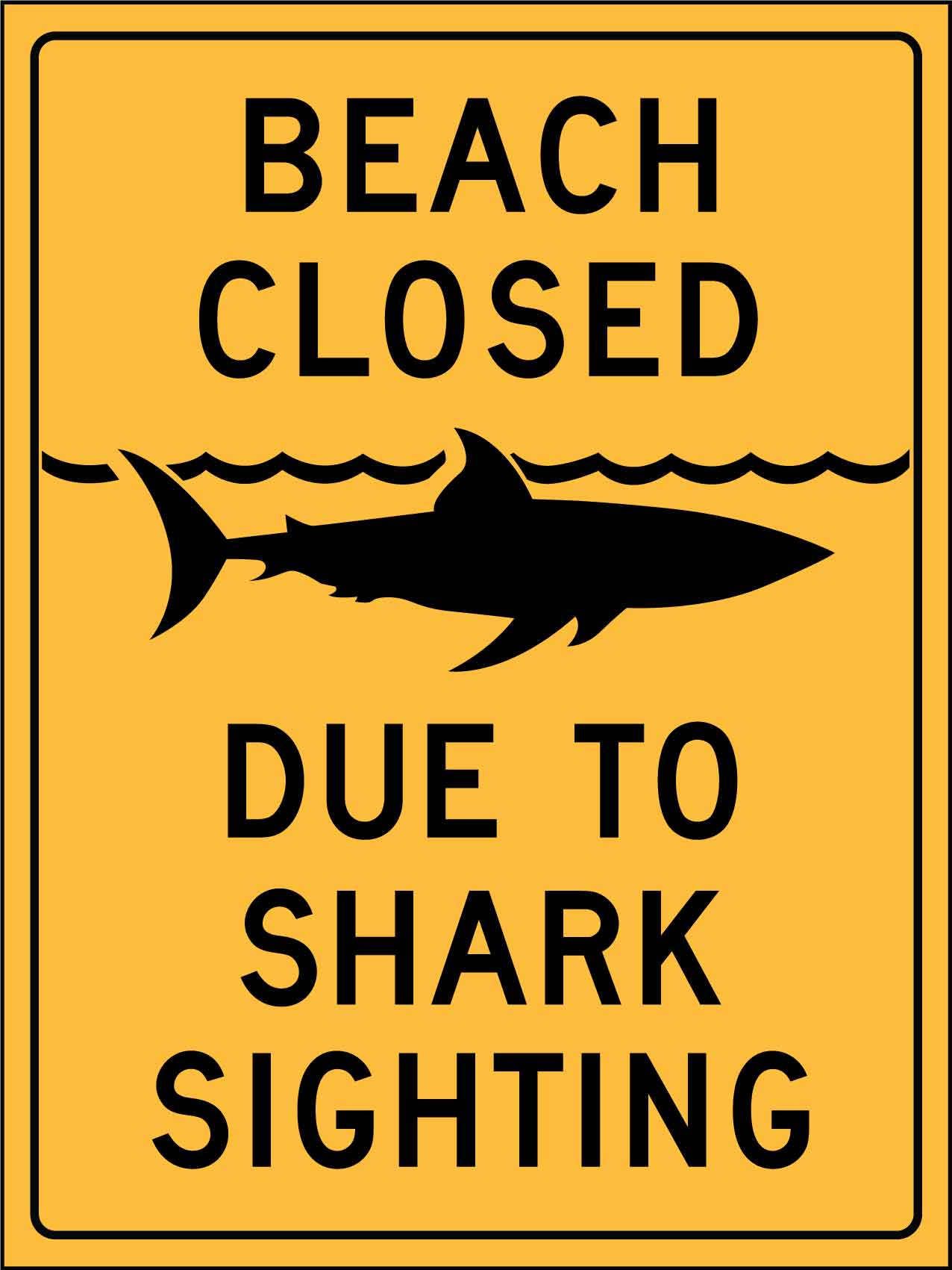 Beach Closed Due to Shark Sighting Sign