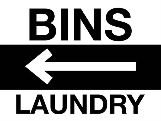 Bins Laundry (Left Arrow) Sign