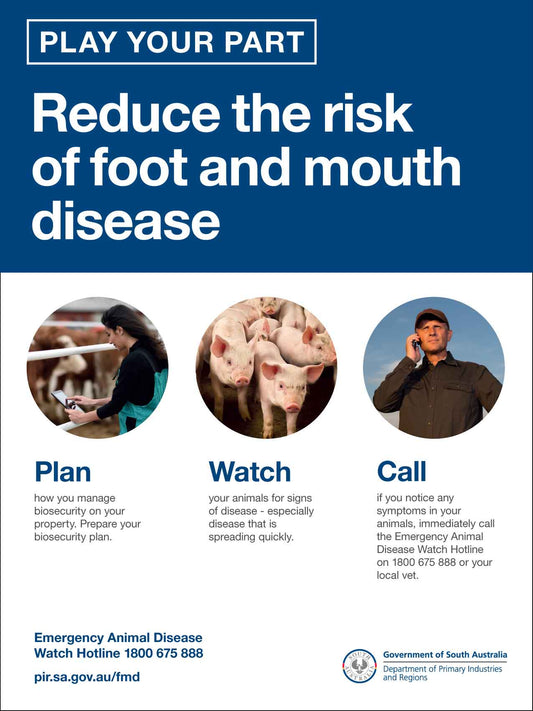 Biosecurity Foot and Mouth Disease South Australia Sign