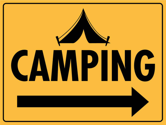 Camping Right Arrow Sign