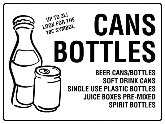 Cans Bottles Sign