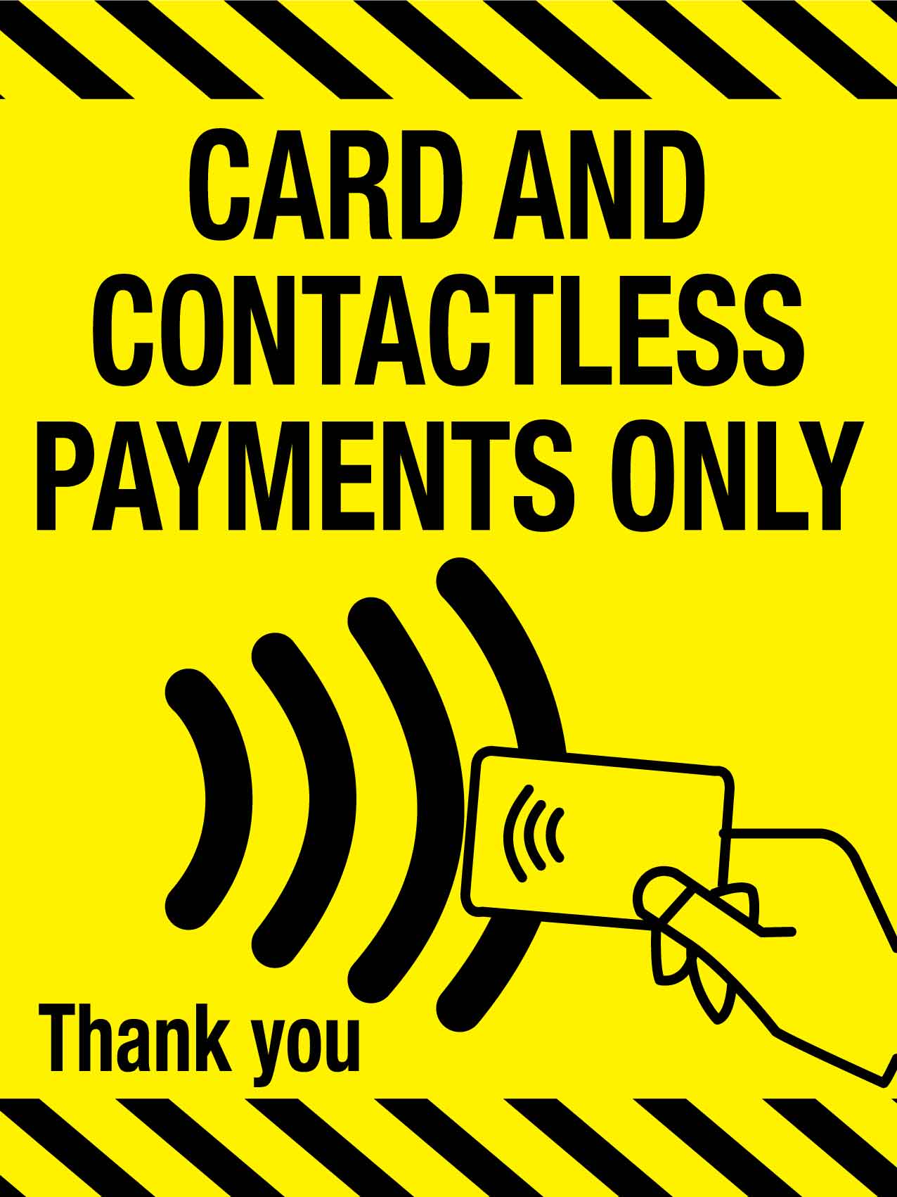 Cards and Contactless Payments Only Sign
