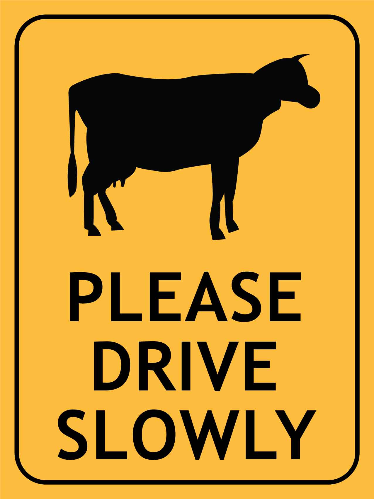 Cattle Please Drive Slowly Sign