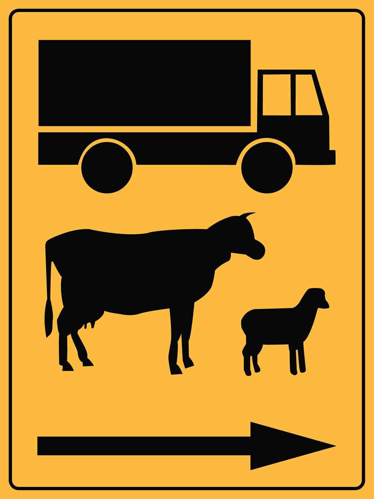 Cattle Trucks Symbol (Arrow Right) Sign