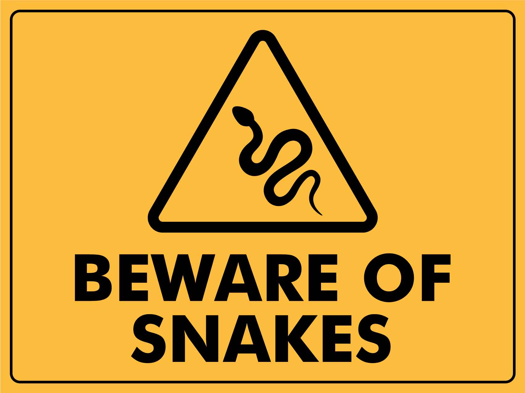 Caution Beware Of Snakes Horizontal Sign – New Signs