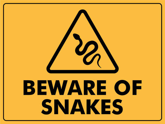 Caution Beware of Snakes Horizontal Sign