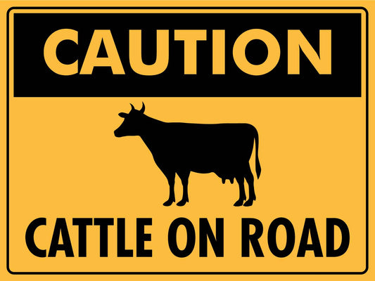 Caution Cattle On Road Sign