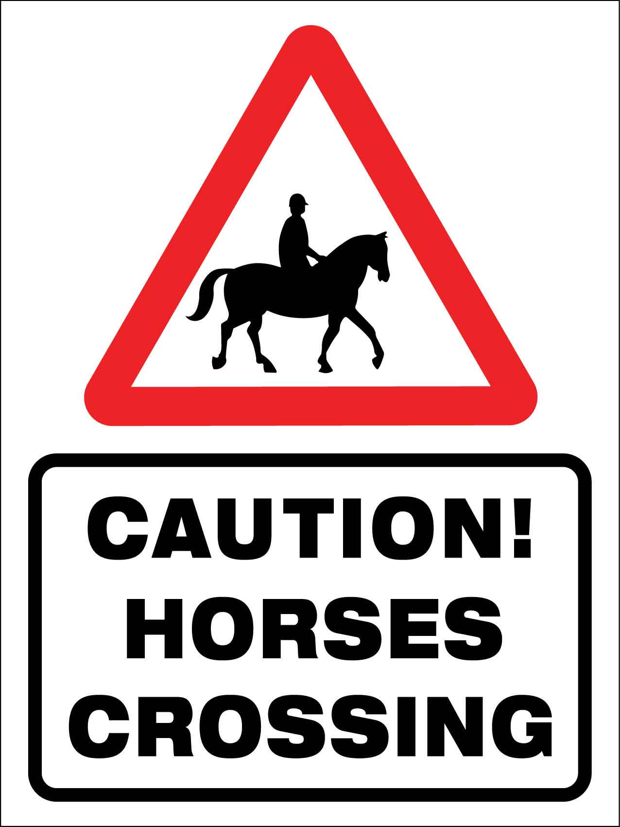 Caution Horses Crossing Sign