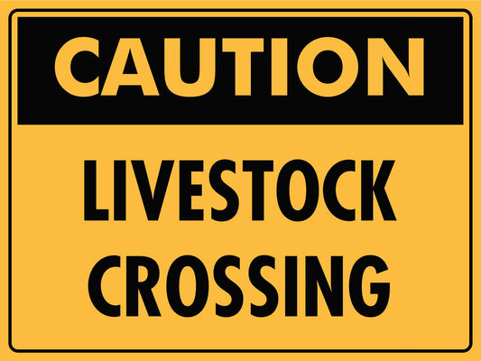 Caution Livestock Crossing Sign