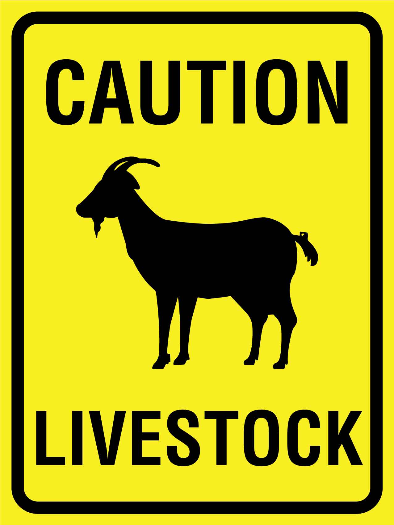 Caution Livestock Goat Bright Yellow