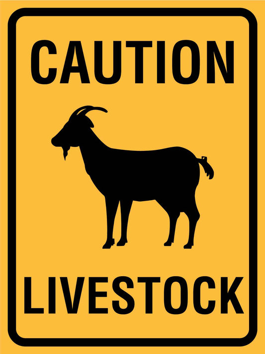 Caution Livestock Goat Sign