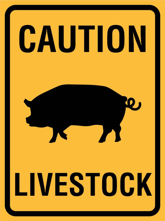 Caution Livestock Pig Sign