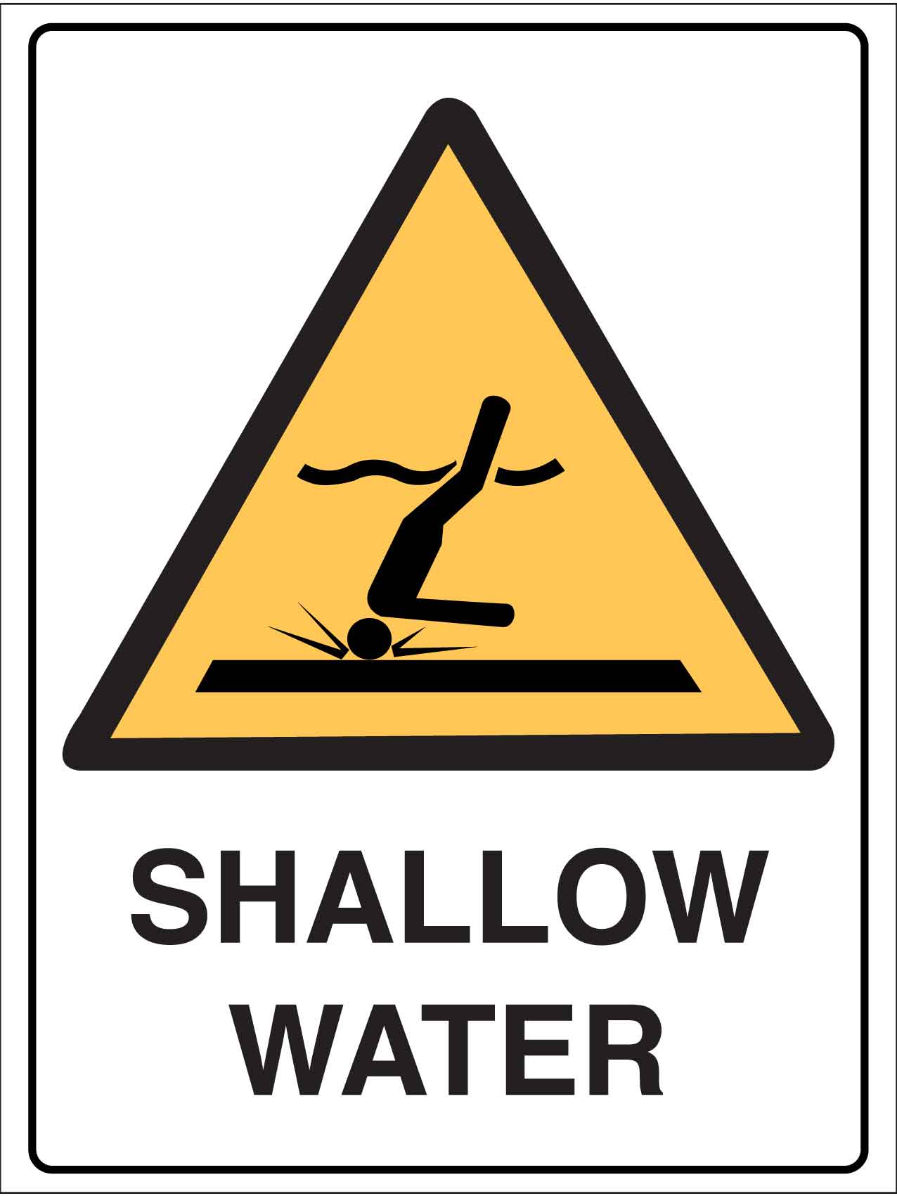 Caution Shallow Water Sign