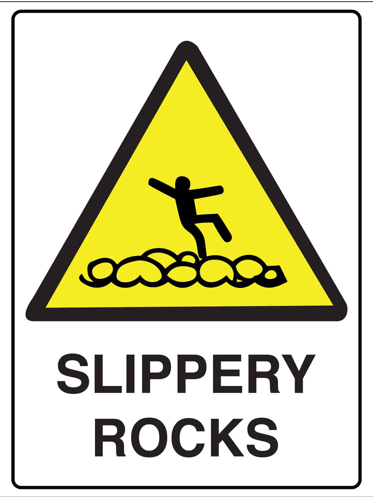 Caution Slippery Rocks Sign