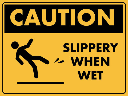Caution Slippery When Wet Icon Sign
