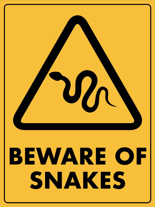 Caution Beware of Snakes Sign
