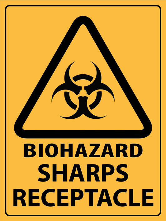 Caution Biohazard Sharps Receptacle Sign