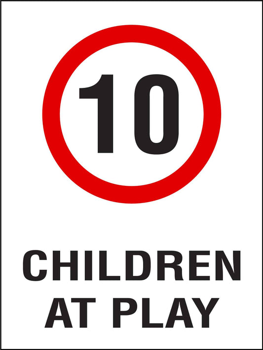 Children At Play 10km Speed Limit Sign