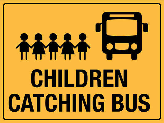 Children Catching Bus Sign