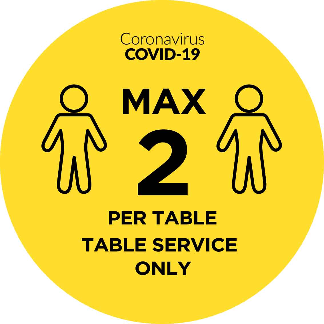 Covid Max 2 Per Table Service Only Decal