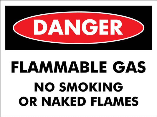 Danger Flammable Gas No Smoking Or Naked Flames Sign