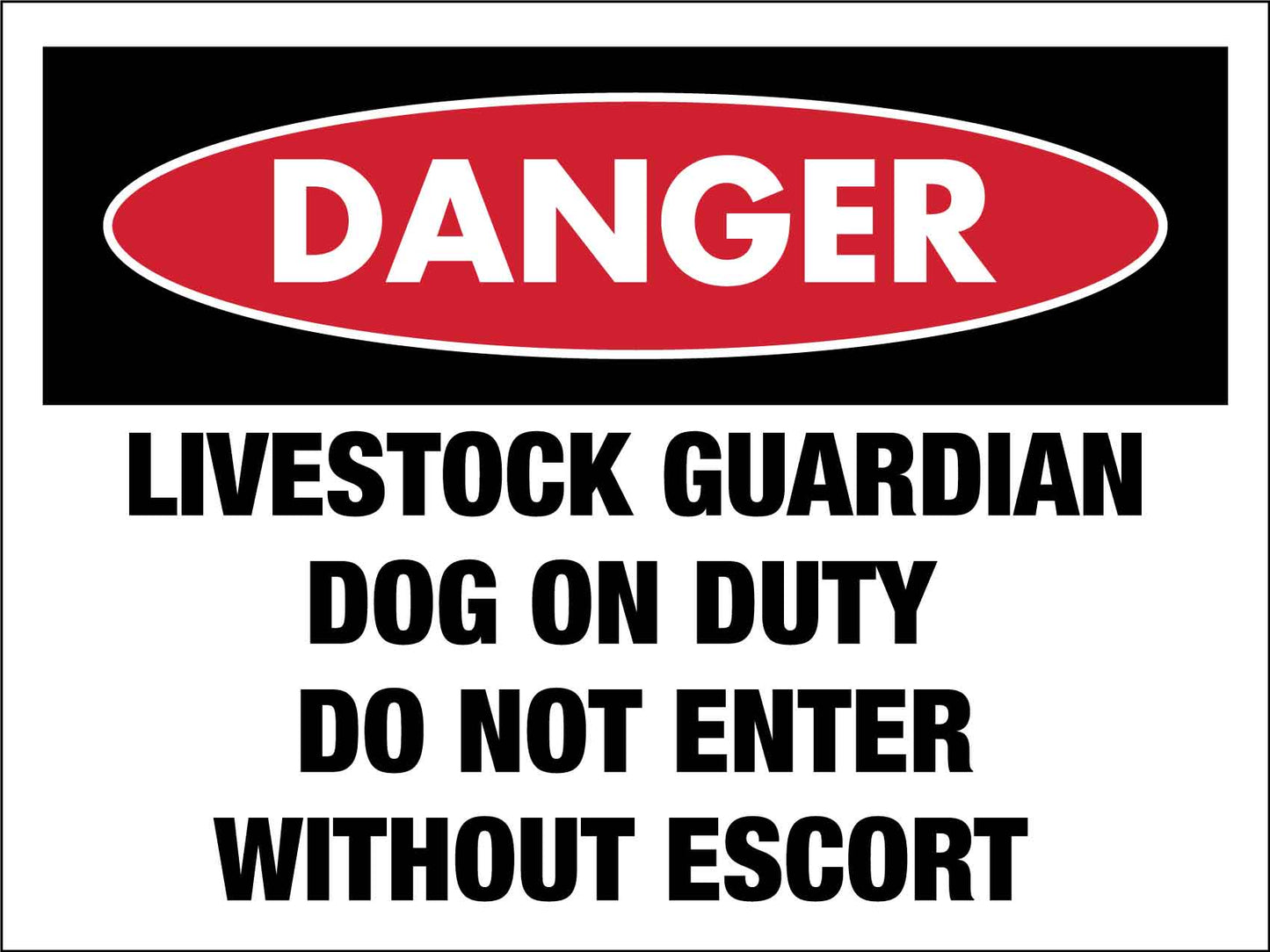 Danger Guardian Livestock Dog on Duty Sign