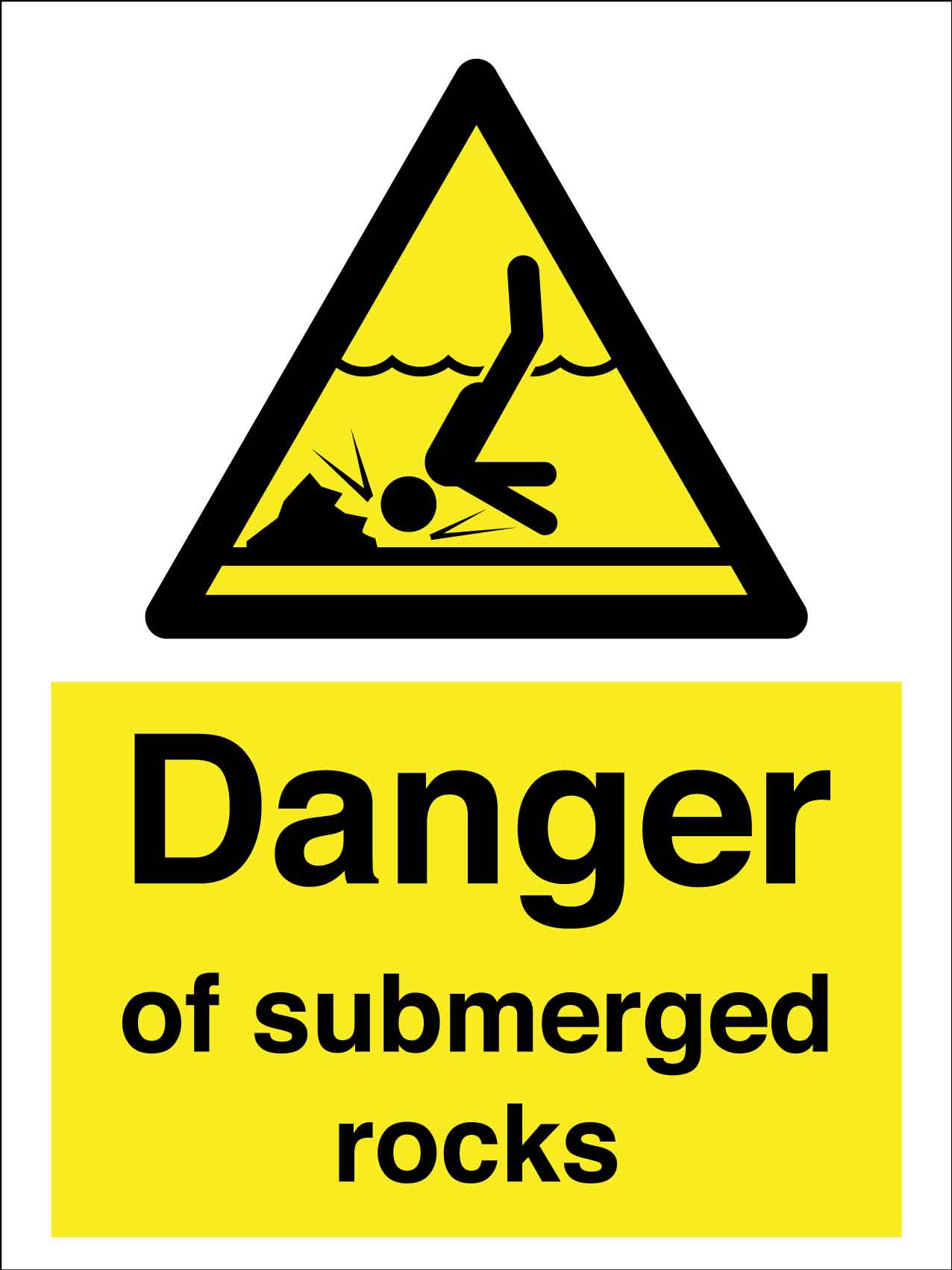 Caution Danger Of Submerged Rocks Sign