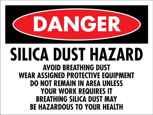 Danger Silica Dust Hazard Avoid Breathing Dust Sign