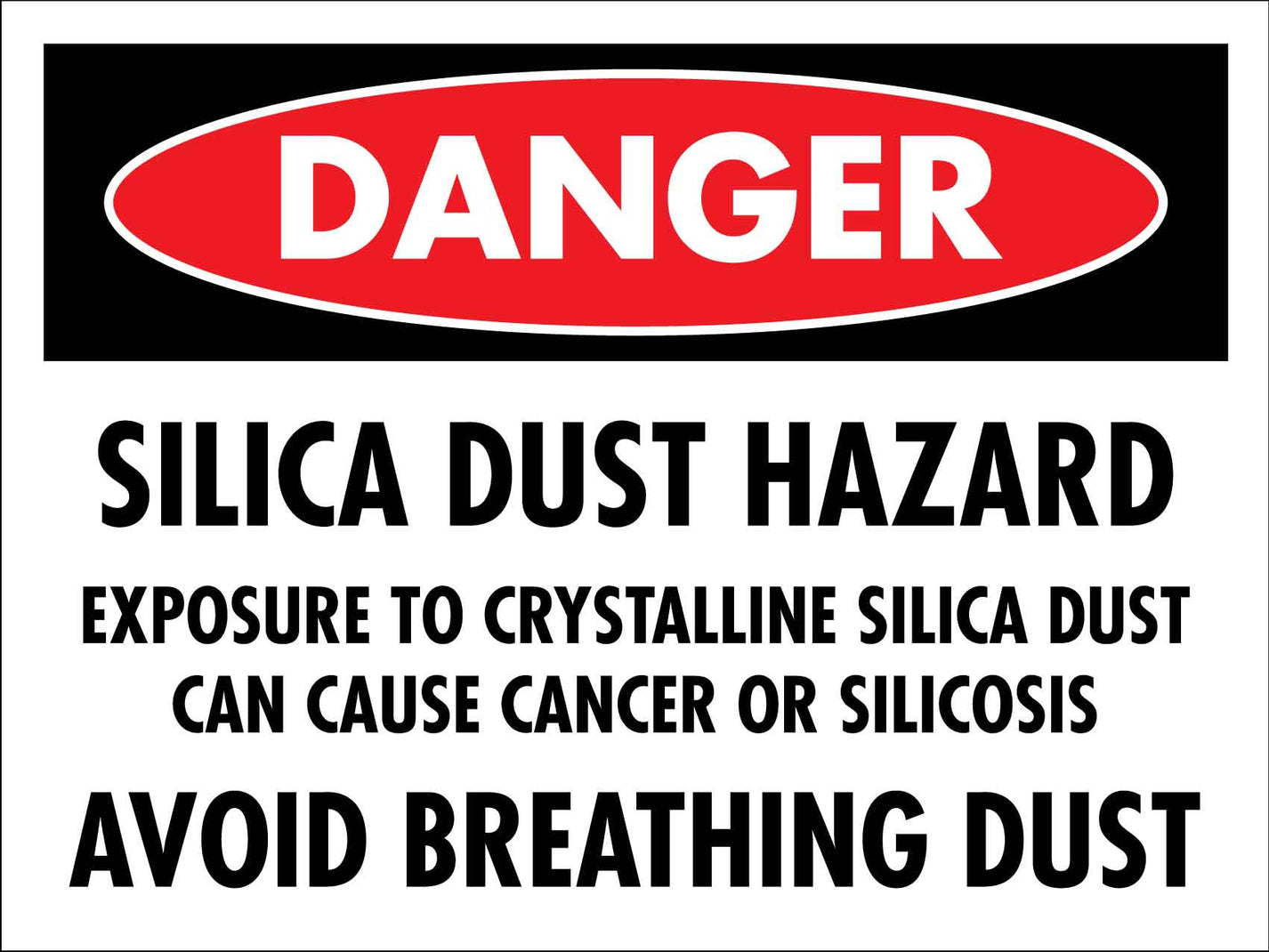 Danger Silica Dust Hazard Exposure Sign New Signs