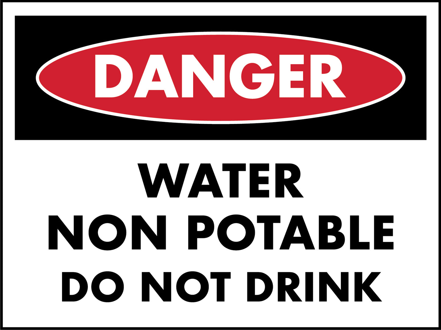 Danger Water Non Potable Do Not Drink Sign