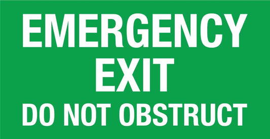 Emergency Exit Do Not Obstruct Green Small Sign