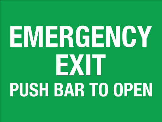 Emergency Exit Alarm Push Bar To Open Sign
