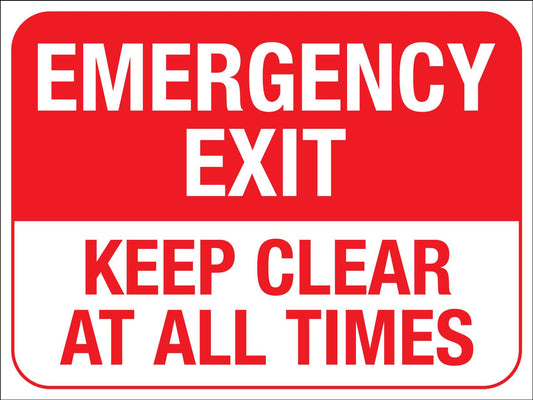 Emergency Exit Keep Clear At All Times Sign