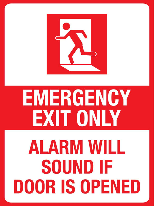 Emergency Exit Only Alarm Will Sound Sign