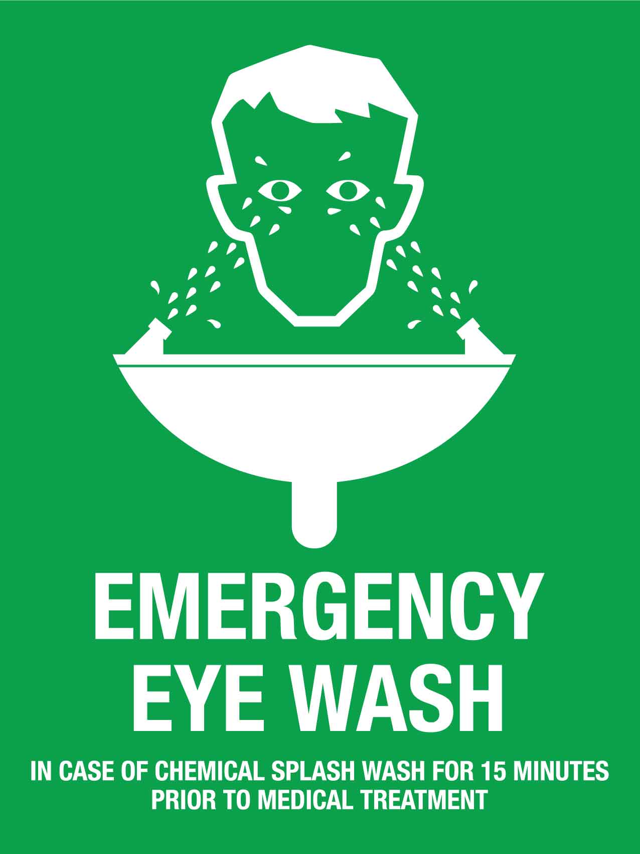 Emergency Eye Wash In Case Of Chemical Splash Sign